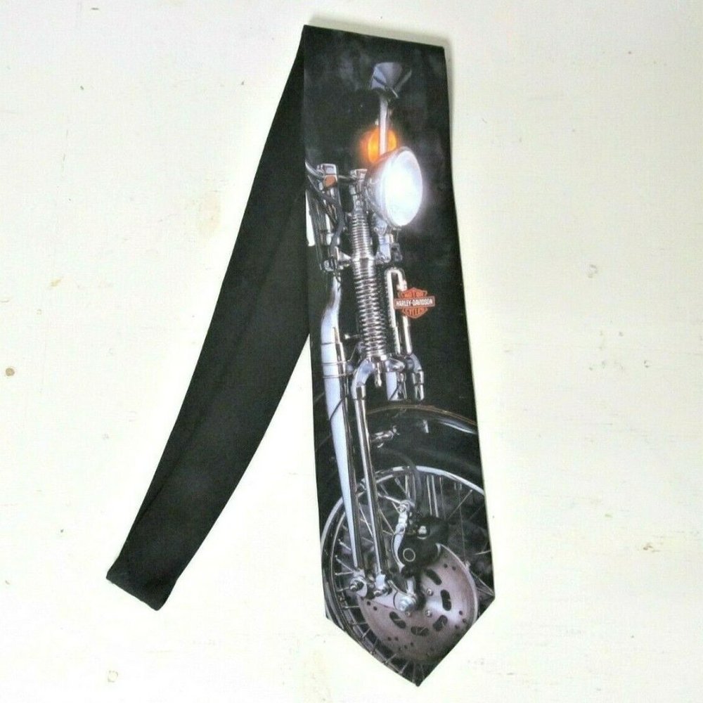 Harley Davidson Motorcycle View Neck Tie Vintage